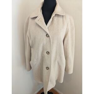Vintage Herman Kay Tan Beige Wool Blend Coat Womens Petite Sz 6 Made in USA